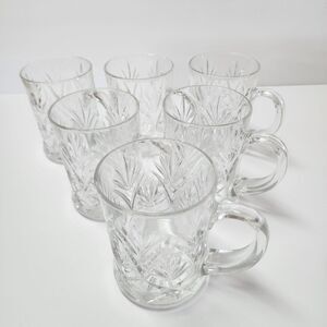Vintage Paul Sebastian Crystal Leaf Design Set of 6 Mugs